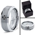 thumbnail image 4 of Tungsten Playing Cards Suit Symbol Band Ring 8mm Men Women Comfort Fit Gray Step Bevel Edge Brushed Polished, 4 of 4