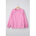 thumbnail image 4 of Women's Bright Pink Lace Patched Raglan Sleeve Loose Fit Sweatshirt - [ZhiHiMeRi] | (US 12-14)L, 4 of 11