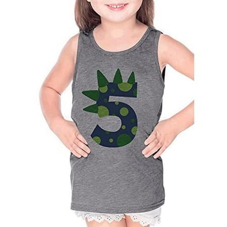 

7 ate 9 Apparel Kidsh Dino Dinosaur Spike Birthday Shirt for Boys 5 Year Old Boy Birthday Shirth Bday Five Grey Tank Top