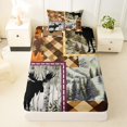 thumbnail image 3 of Castle Fairy Rustic Moose Twin Sheets 3pcs,Vintage Leaves Plaid Bedding,Brown Orange Cream,1 Fitted Sheet, 1 Flat Sheet and 1 Pillowcase, 3 of 6