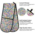 thumbnail image 4 of Dailycode Double Sided Oven Mitt with Loop Heat Resistant Kitchen Long Potholders 7" x 35" Colorful Tiny Flowers and Leaves, 4 of 6