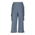 thumbnail image 4 of Yghzkop Women's Outdoor Hiking Pants Cropped Capri Length Quick Dry Lightweight Multi Pocket Trekking Camping Travel Comfort Stretch Elastic Waist Athletic Cargo Trousers Loose Fit, 4 of 7