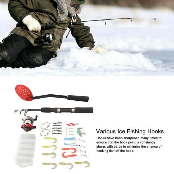 Reel Ice Fishing Rod Reel Combo Complete Set Ice Fishing Gear With Jigs Tackle  Lures Storage Box For Saltwater Freshwater 