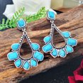 thumbnail image 4 of Opolski Ladies Faux Turquoise Inlaid Teardrop Drop Stud Earrings Statement Jewelry Gift, 4 of 8