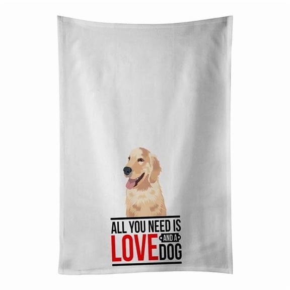 Carolines Treasures WDK3685WTKT 28 x 19 in. Unisex Golden Retriever Fawn No.1 White Dish Towels Kitchen Towel - Set of 2