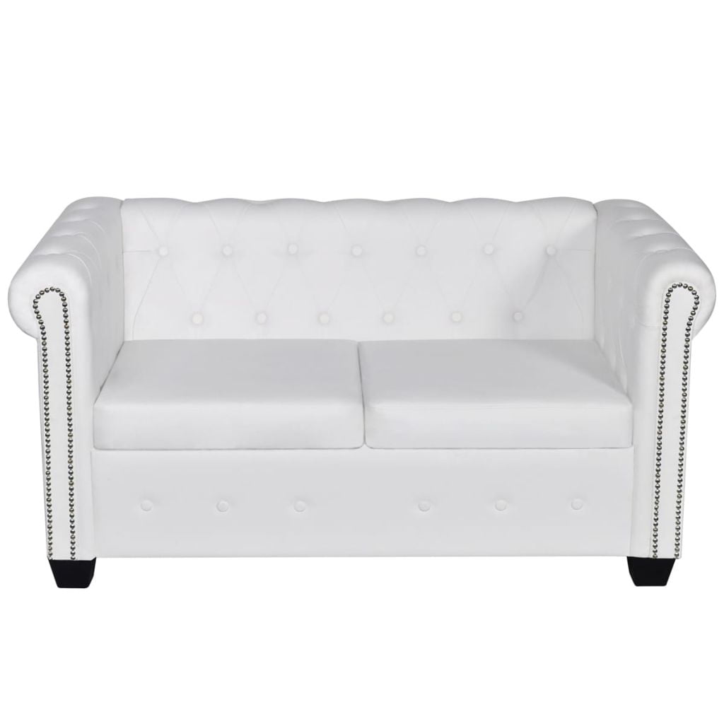 Kepooman Modern Artificial Leather Upholstered Loveseat Sofa for Living Room, White Kepooman Modern Artificial Leather Upholstered Loveseat Sofa for Living Room, White