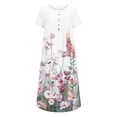 thumbnail image 4 of SMihono Robe d'Été pour Femmes Grande Taille Mode Femmes Été Imprimé Décontracté Col en V Boutons Manches Courtes Poches Robe de Vacances, 4 of 5