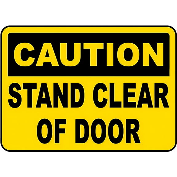 Caution Stand Clear of Door Sign - 8"x12" Tin Metal Warning Vintage Wall Decor for Home Farm Bar Coffee Shop Club