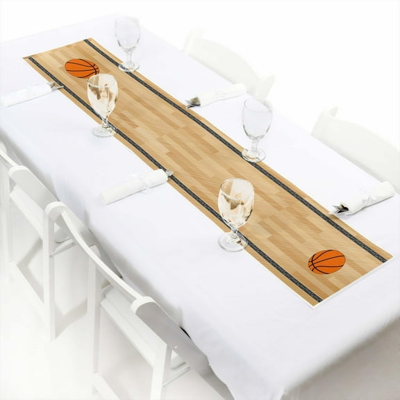 Big Dot of Happiness Nothin' but Net - Basketball - Petite Baby Shower or Birthday Party Paper Table Runner - 12 x 60 inches