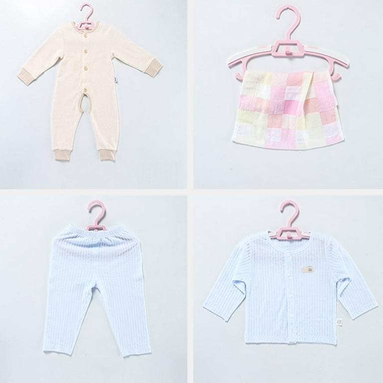 Visland Baby Hangers for Nursery Closet, Kids Hangers, 5pcs Baby Clothes Hangers, Non-Slip Space Saving Extendable Plastic Infant Pant Newborn