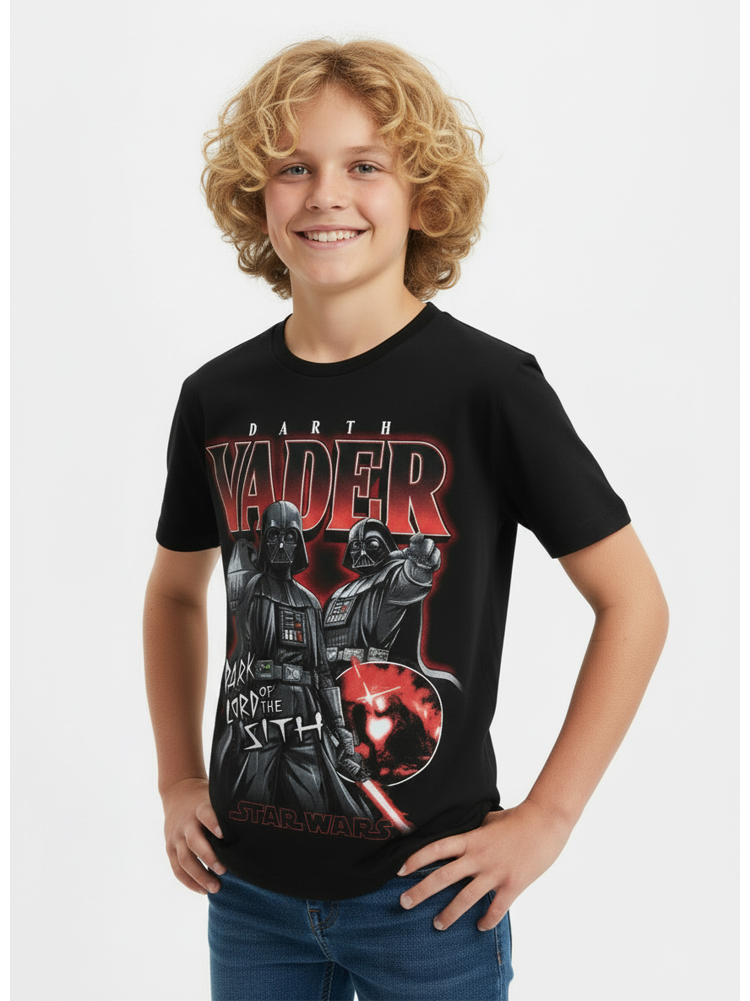 Star Wars Boys Darth Vader Graphic Tee with Short Sleeves, Sizes 4-18