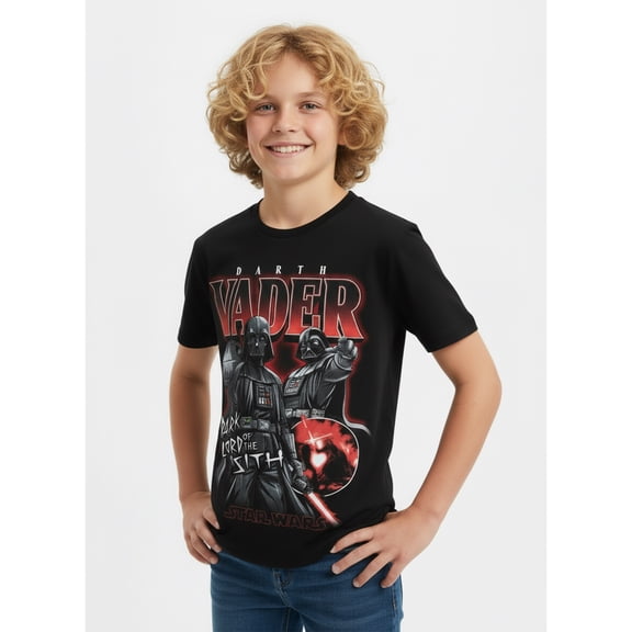 Star Wars Boys Darth Vader Graphic Tee with Short Sleeves, Sizes 4-18