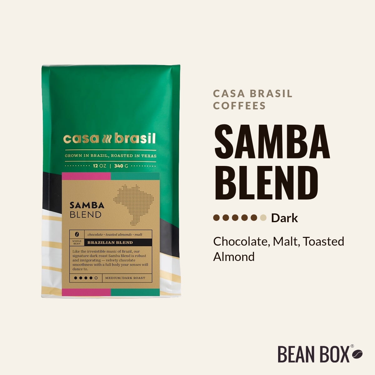 Samba Blend - Roasted by Casa Brasil Coffees - Whole Bean Coffee - 5lb Bag