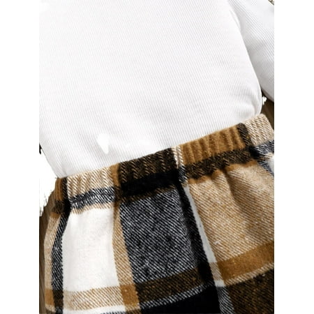 

Casual Plaid High Neck Long Sleeve Multicolor Toddler Girls Two-piece Outfits (Girl s)