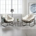 thumbnail image 2 of Miekor Furniture Outdoor Rattan Rocking Chair,Padded Cushion Rocker Recliner Chair Outdoor for Front Porch, Living Room, Patio, Garden, White 14018, 2 of 10