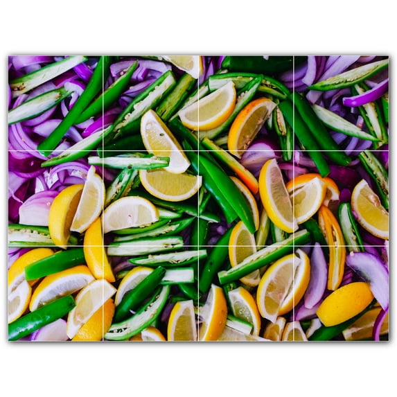 Picture-Tiles.com: Fruit Ceramic Tile Wall Mural WAL500666-43M. 24"W x 18"H using (12) 6" x 6" Ceramic Tiles-Satin Finish