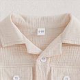 thumbnail image 4 of KPOPLK Summer Toddler Baby Boy Outfit Clothing Short Sleeve Cute Print Button Up Shirt Solid Shorts 2Pcs Clothes Set(12-18 Months,Beige), 4 of 7