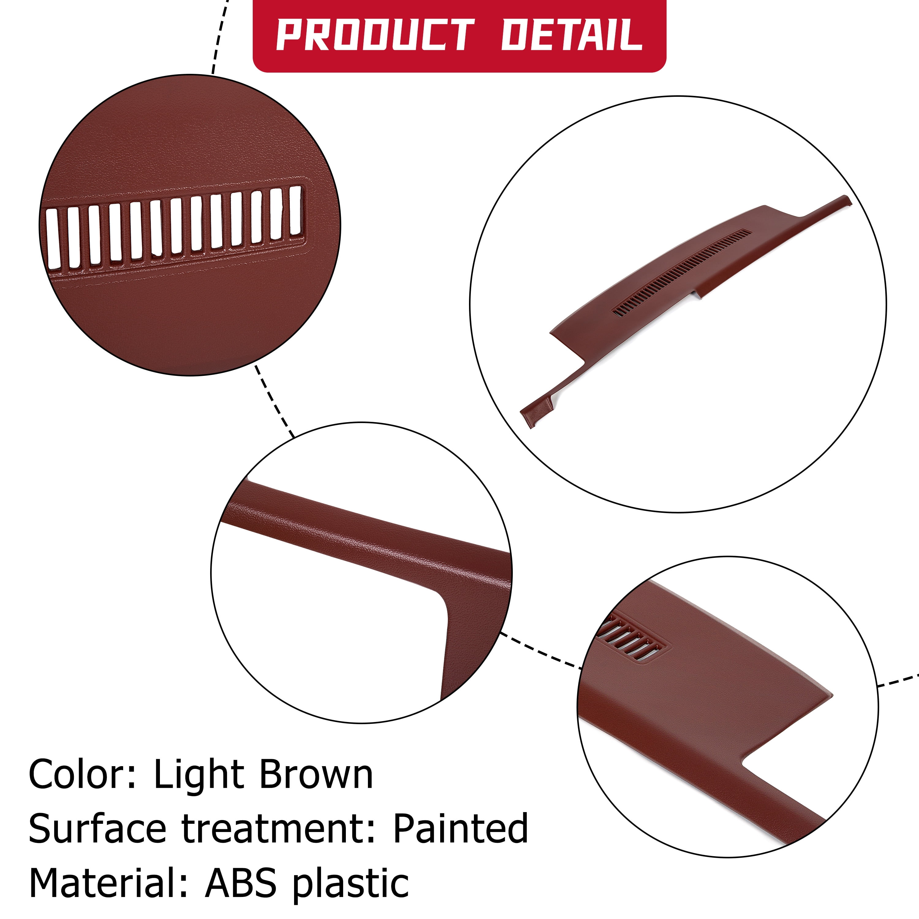 Kojem Dash Cap Cover Overlay for 1992-1994 Blazer 1988-1994 GMC C1500 C2500 C3500 K1500 2500 3500 Chevy Suburban Yukon Dashboard Garnet
