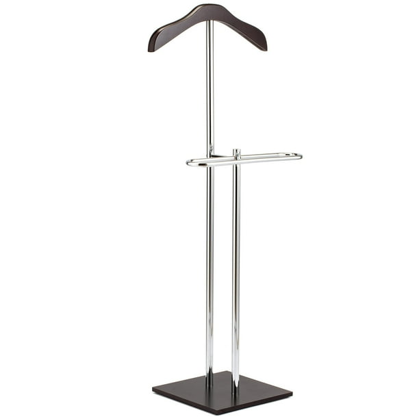 Soporte para trajes, abrigos y pantalones // Perchero para trajes hecho de madera de color marrón y metal