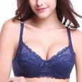 thumbnail image 1 of Women Unlined Push Up Lace Bra Underwire Lift Up Gathered Bra 3/4 Cup French Thin Section Adjustable Lace Bralettes, 1 of 8