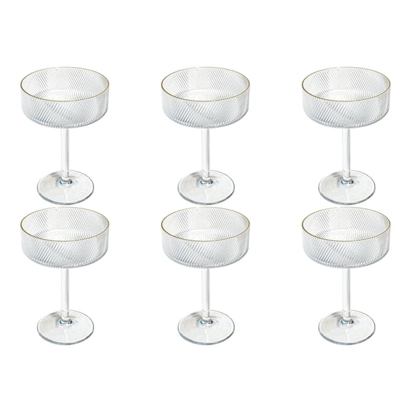 Stax Optic Acrylic Twist Stemmed Coupe Glass - Clear with Gold Rim - 11 oz - Set of 6