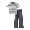 thumbnail image 2 of Cethrio Boys' Pajama Sets Short Sleeve, Casual 2 Piece Knitted Summer Boys' Sleepwear Gray Size 11-12 T, 2 of 5