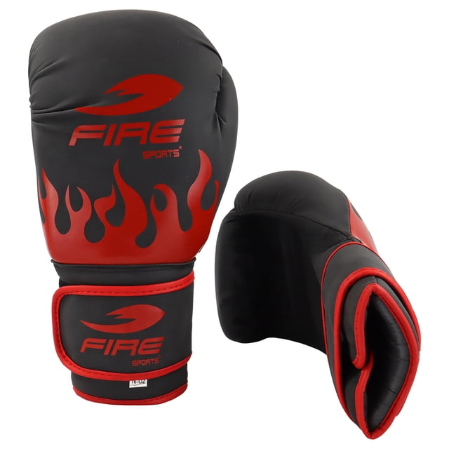 Par de Guantes de Boxeo Fire Sports PVC Línea Fire One negro rojo