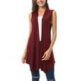 thumbnail image 3 of Shiusina Women's Sleeveless Draped Open Front Cardigan Vest Asymmetric Hem Women Blouse Watermelon red L, 3 of 8