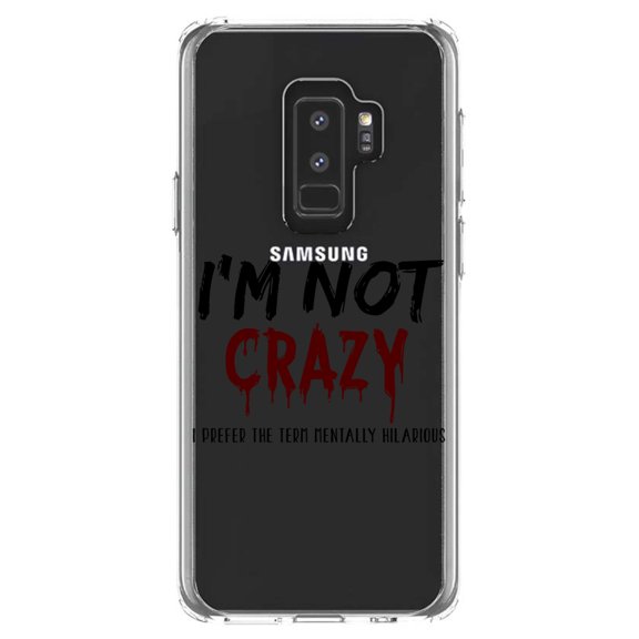 DistinctInk Clear Shockproof Hybrid Case for Samsung Galaxy S9  PLUS (6.2" Screen) - TPU Bumper Acrylic Back Tempered Glass Screen Protector - I'm Not crazy I Prefer the Term Mentally Hilarious