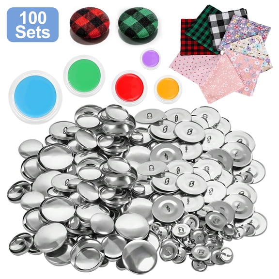 TSV 100 Sets Cover Buttons Kit with 5 Sizes & Tools, DIY Fabric Covered Button for Clothes, Hats, Sweaters, Backpacks, DIY Crafts