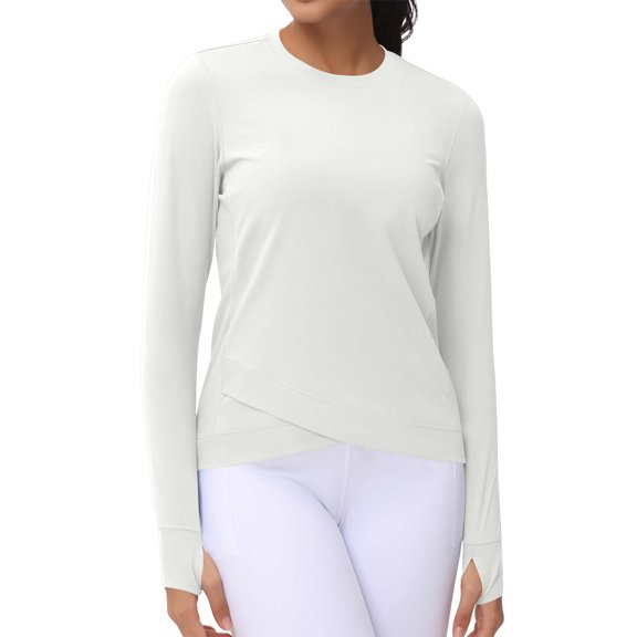 Women's Long Sleeve Shirts Workout Tops Athletic Running Yoga T-Shirts with Thumb Hole