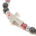 thumbnail image 6 of 10pc Natural & Synthetic Mixed Gemstone Beaded Stretch Bracelet with Clear Cubic Zirconia Cross for Women Mixed Color Inner Diameter: 2-1/4 inch(5.6cm), 6 of 8
