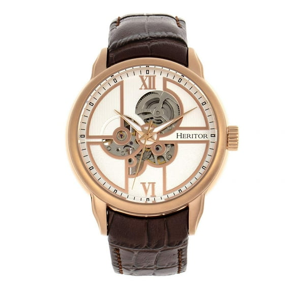 Reloj HERITOR Sanford Automático Semi Esqueleto para Hombre Marrón