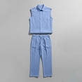 thumbnail image 5 of LEKWK Men Linen Sets Outfits 2 Piece Sleeveless Button Down Collared Tops and Wide Leg Pants Lightweight Loose Fit Solid Summer Beach Vacation Sets, 5 of 5