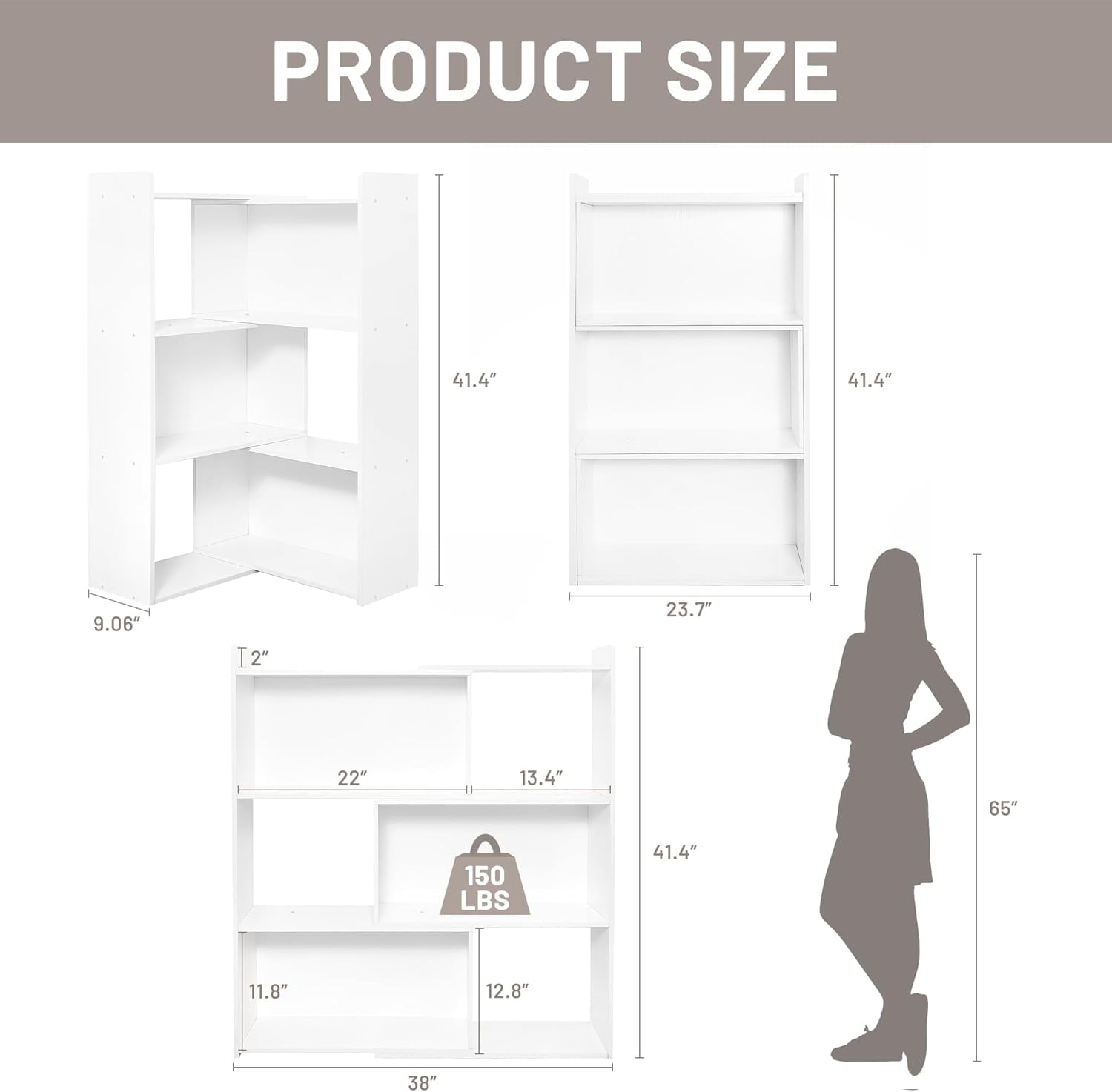 Reliancer 360° Adjustable Open Bookcase, 4-Tier Bookshelf with 6 Storage Cubes