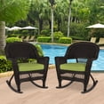 thumbnail image 2 of Jeco Rocker Wicker Chair in Espresso with Green Cushion (Set of 2), 2 of 10
