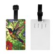 thumbnail image 2 of Luggage Tags for Suitcases, Stained Glass Hummingbird Art Leather Bag Luggage Tags ID Label Tags Privacy Protection Travel Bag Labels, 2 of 6