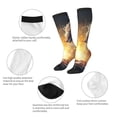 thumbnail image 3 of Xecao Red And White Flame Fox print thigh-high socks, crafted for both men and women with a stretchy, high-opaque design perfect for daily wear, 3 of 6