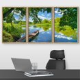 thumbnail image 2 of wall26 Framed Canvas Print Wall Art Set Boat on Lake in Spring-Summer Landscape Nature Wilderness Photography Realism Rustic Scenic Colorful for Living Room, Bedroom, Office - 24"x36"x3 Nat, 2 of 5
