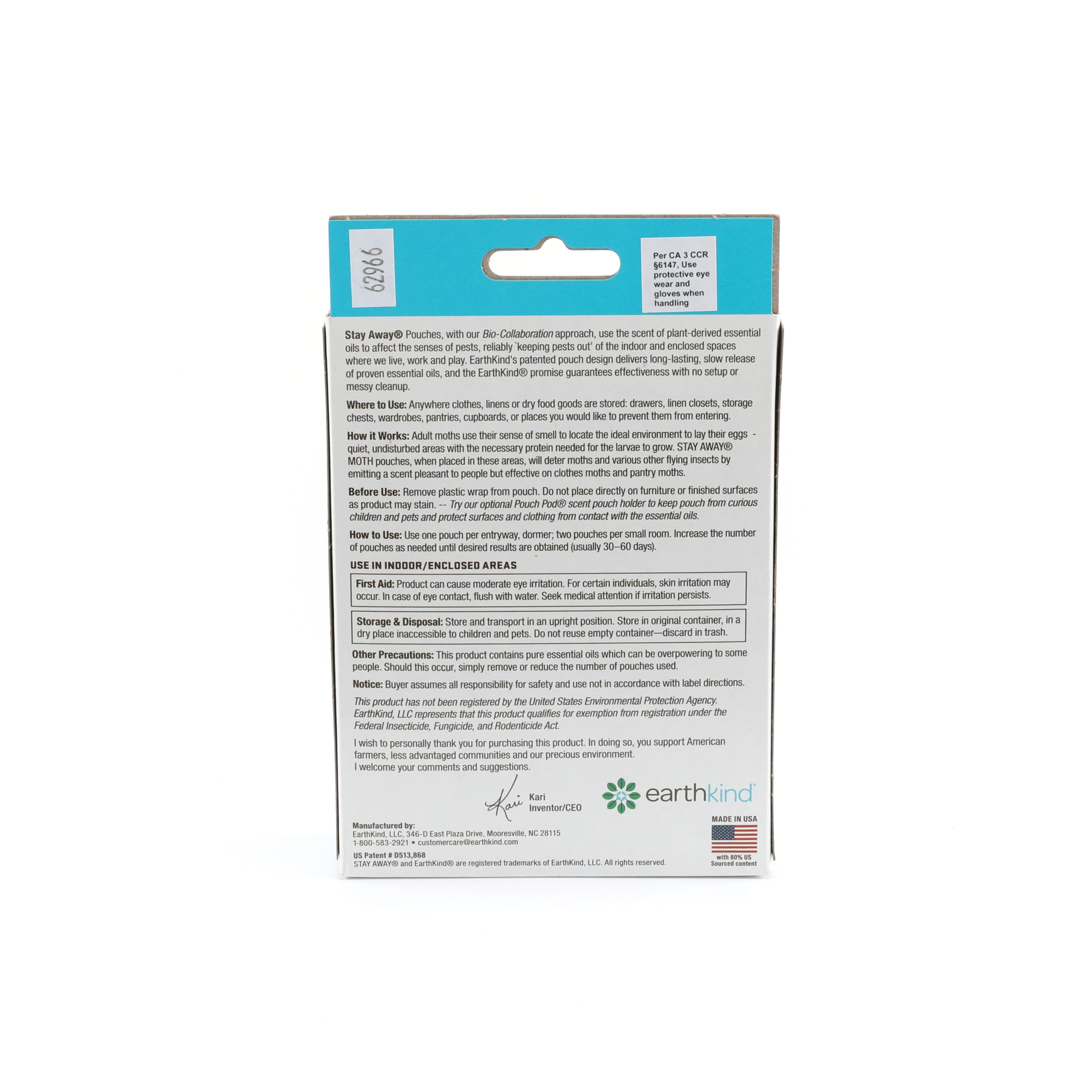 Earthkind Stay Away Moth Natural Repellent, Pest Repellent, 5 oz., 2-Pack