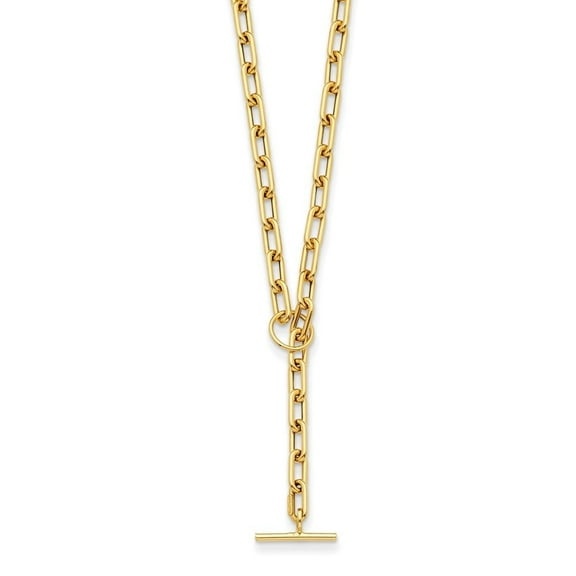 Auriga Fine Jewelry 14K Yellow Gold Polished Paperclip Toggle Necklace for Men 24"