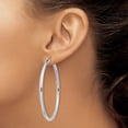 thumbnail image 3 of 925 Sterling Silver Women's Rhodium Plated Classic Tube 3mm Round Hoop Earrings | 55mm, 3 of 4