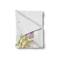 thumbnail image 2 of Vintage Soft Flannel Fleece Throw Blanket, Watercolor Style Effect Bicycle Leaves and Flowers in the Basket Pattern, Cozy Plush for Indoor and Outdoor Use, 50" x 60", White and Yellow, by Ambesonne, 2 of 6
