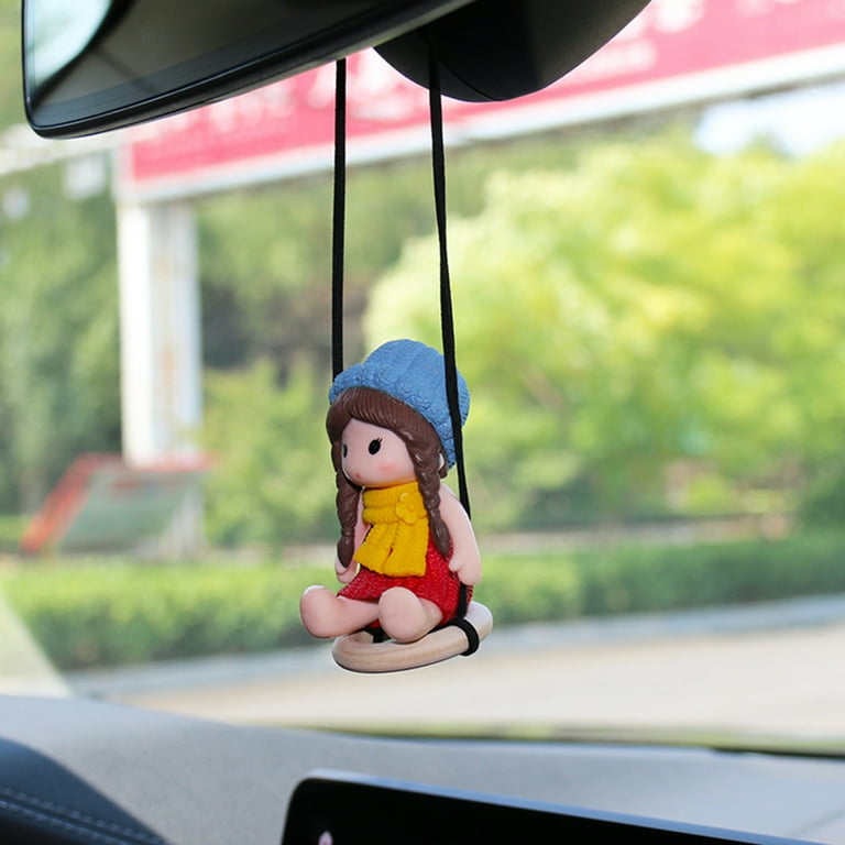 EUBUY Cute Swing Girl Car Pendant Auto Interior Rearview Mirror