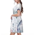 thumbnail image 2 of Rocae Sea Animals for Dresses Summer Casual Ruffle Short Sleeve Cute Crew Neck Flowy Dress with Pockets, 2 of 6