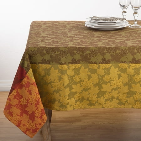 

Fennco Styles Holiday Fall Decorative Foliage Woven Jacquard Cotton Tablecloth (70 Square Tablecloth)