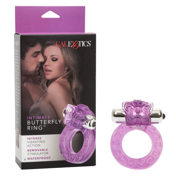 CalExotics Intimate Couple's Butterfly Fluttering Wings Enhancement Ring Vibrator - Purple
