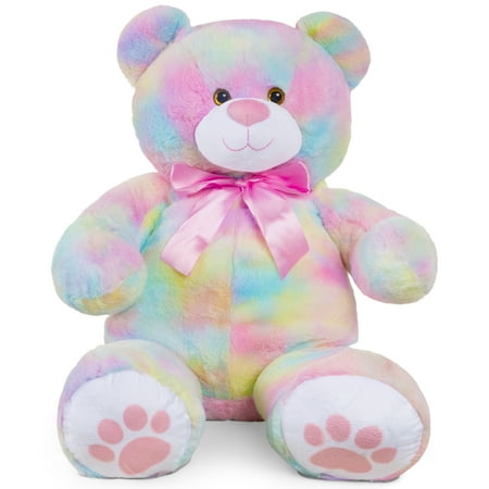 Best Choice Products 35in Giant Soft Plush Teddy Bear Stuffed Animal Toy w/ Bow Tie Footprints - Pastel