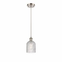 516-1P-SN-G559-5CL Innovations Lighting Bridal Veil - 1 Light Cord Hung Mini Pendant In Art Deco Style-9 Inches Tall and 5 Inches Wide-Satin Nickel