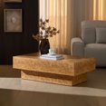 thumbnail image 3 of 43" Wooden Coffee Table with Decal Pattern, Modern Rectangle Center Table with Sturdy Pedestal, Freestanding Floor Sofa Table for Office, Apartment, 3 of 8